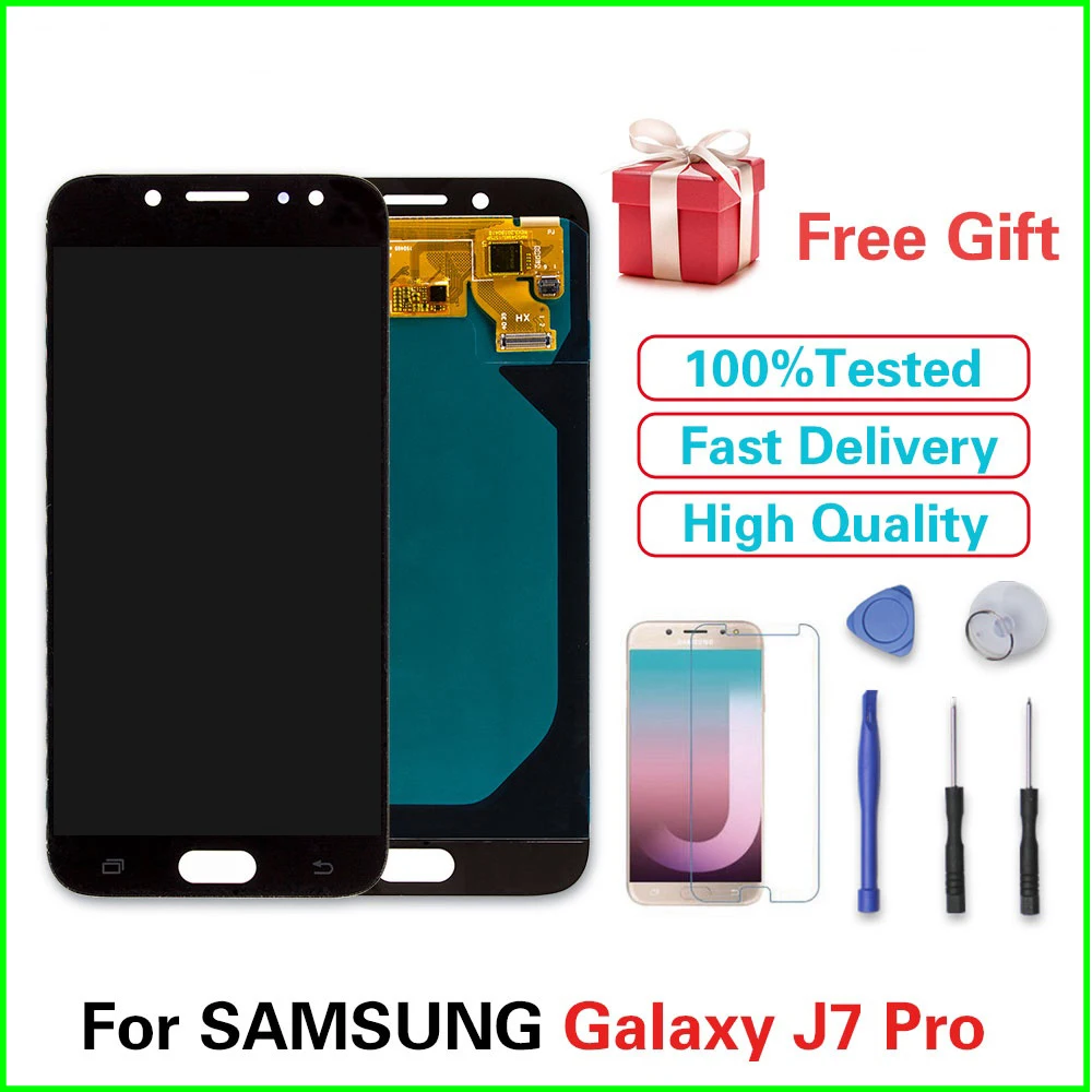 

Pantalla For Samsung Galaxy J7 Pro 2017 J730 J730F J730FM J730F J730GM Digitizer Touch Screen with Screwdriver +Tempered Film