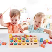 Juego de pesca magnético de madera para niños pequeños, rompecabezas Montessori de letras de colores, juego de pesca, manualidades