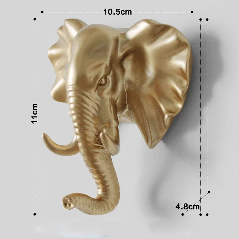 Elephant-golden Настенный крючок для одежды с изображением животных, держатель для одежды в виде головы оленя, ключница для ключей, вешалка для ключей, золотой жираф, минималистичный домашний декор, вешалка для пальто - Цвет: Elephant-golden