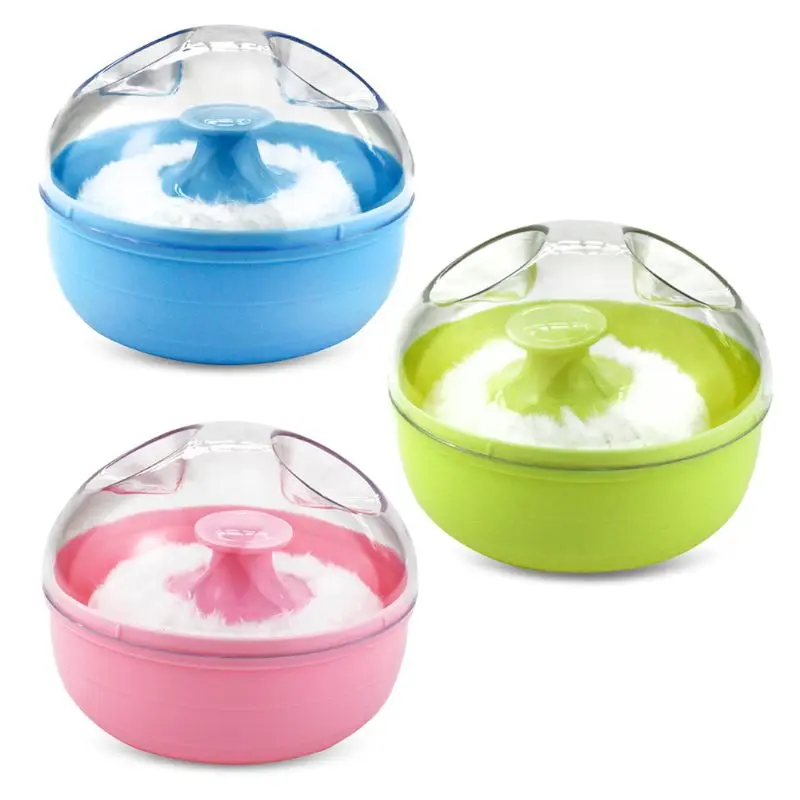 

Portable Baby Soft Body Talcum Powder Puff Sponge + Box Case Container Useful