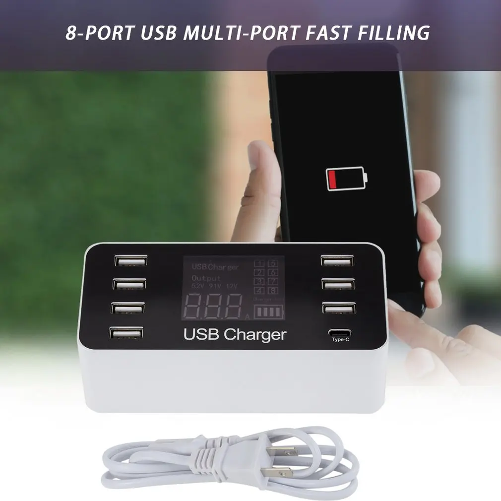 8 портов lcd мульти быстрое USB зарядное устройство Быстрая зарядка 3,0 несколько USB зарядная станция для телефона универсальное usb-хаб зарядное устройство QC 3,0