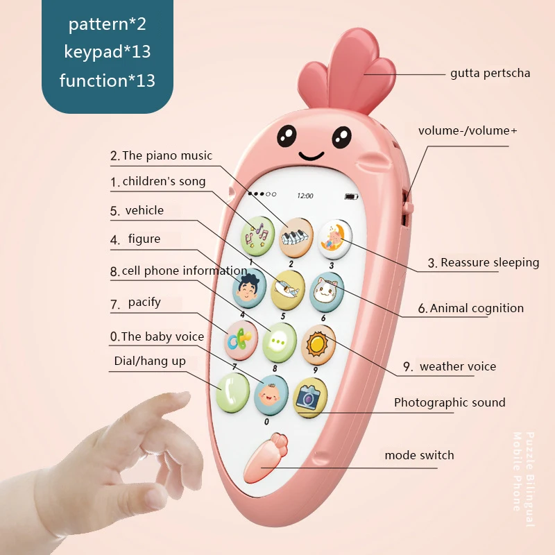 Электронная игрушка мультфильм телефон детский, для мобильного телефона Телефон обучающие игрушки музыкальная игрушка детский грызунок для младенцев телефон