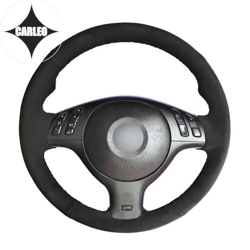 

DIY Car Steering Wheel Cover for BMW E39 E46 Genuine Suede Leather Custom Hand Stitching Holder Top Layer Wrap