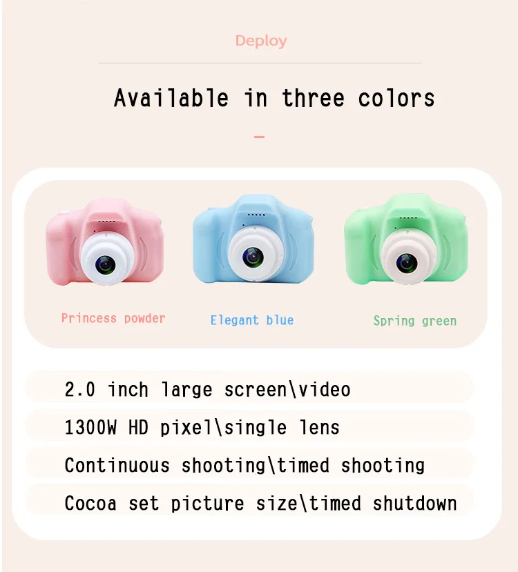 Hd Screen Rechargeable Digital Mini Camera Kids Cartoon Cute Camera Toys Outdoor Photography Props for Child Birthday Gift