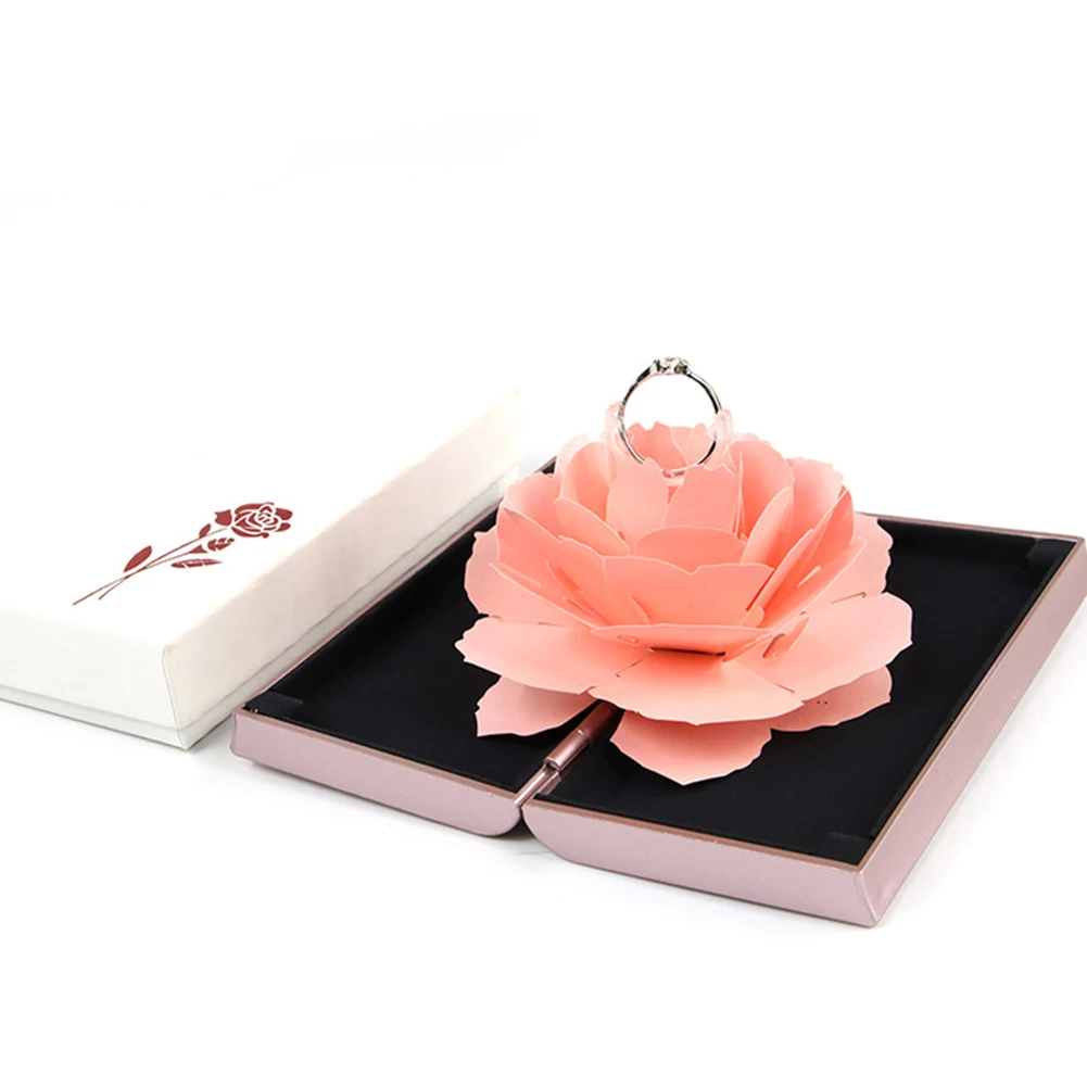 Всплывающие розовое цветочное кольцо коробка Свадебная помолвка сюрприз держатель для хранения драгоценностей День Святого Валентина лучшие подарочные коробки для девушки