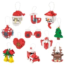 

MOC Christmas Tree Pumpkin Socks Suit Building Blocks Small Train Hanging Decoration Snowball Bricks Toys For Children Xmas Gift