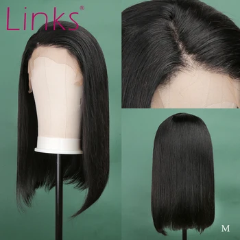

Links 13X4 Straight Short Bob Wigs Lace Front Human Hair 10- 16 Inch Wigs Brazilian Lace Frontal Wigs Remy Hair Natural Color