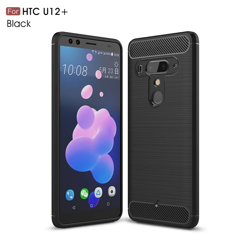 Роскошный противоударный чехол с кольцом для htc 12 plus U11 life EYEs plus, полное покрытие для htc Desire 12 Plus, кобура из углеродного волокна - Цвет: Черный