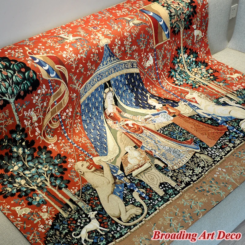 Средневековый гобелен DESIRE The Lady & the Unicorn настенный жаккардовый Тканый украшение