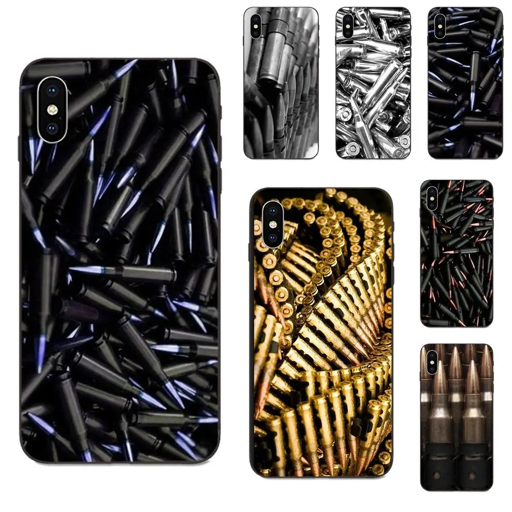 Soft TPU Phone Skin For Apple iPhone X XS Max XR 4 4S 5 5S SE 6 6S 7 8 Plus Loose Gold Bullets Gun Bullet | Мобильные телефоны и
