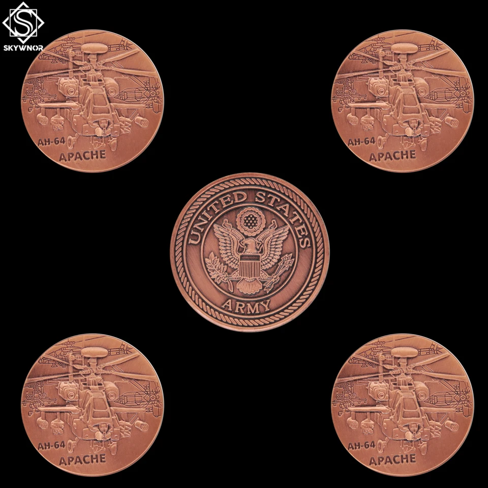 

5PCS USA Military Air Force AH-64 Helicopter Challenge Token Coin Custom Coin For Collection