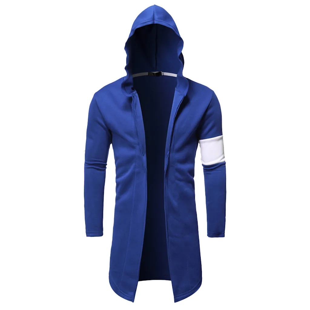Blue Куртка в уличном стиле мужская Лоскутная куртка-Тренч с капюшоном кардиган с длинными рукавами верхняя одежда Блузка jaqueta masculino куртка мужская - Цвет: Blue