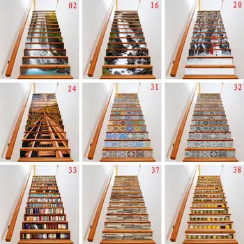 

13pcs/set 3D Stair Riser Floor Stickers Waterproof Removable Self Adhesive DIY Stairway Decals Murals Home Decor
