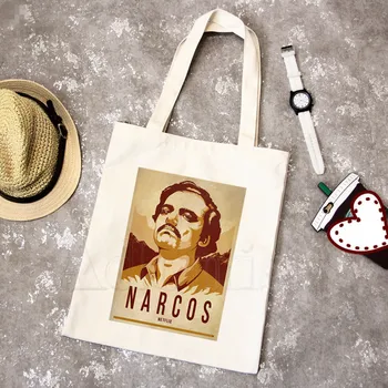 

Narcos Pablo Escobar Colombian Drug Mafia Design Shoulder Canvas Bags Large Capacity College Harajuku Women Bag Shopping Bag