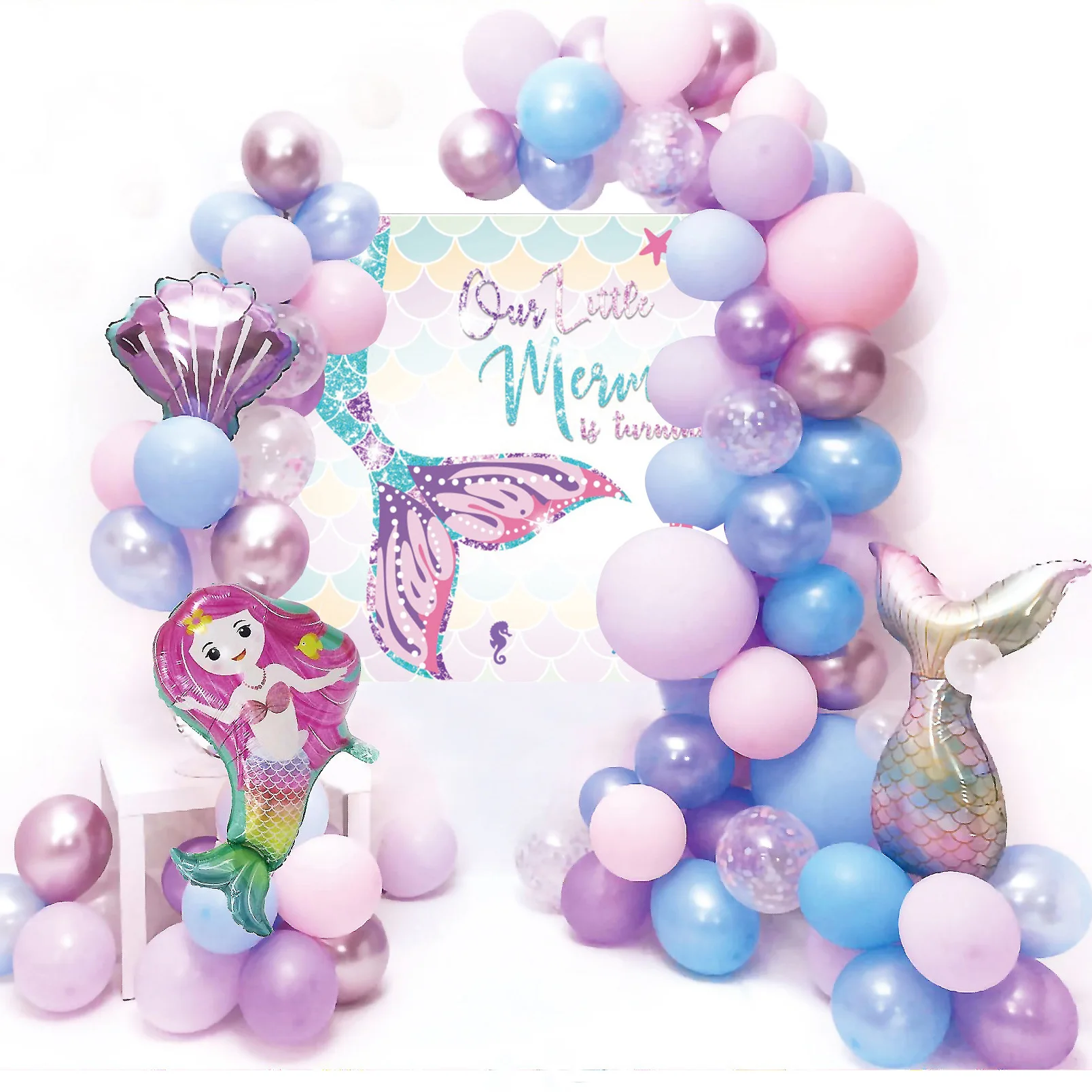 

Mermaid Birthday Party Decorations Supplies Kit Mermaid Tail Balloon Garland Tableware Set For Baby Shower Girls Birthday Decor