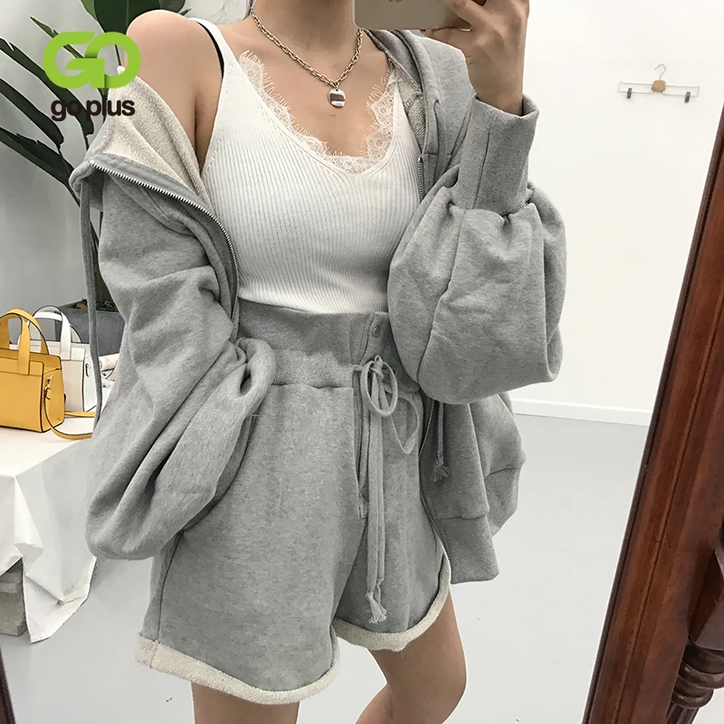 

Spring Autumn Tracksuit Women Hoodied Coat Elastic High Waist Shorts Two Piece Set Women Chandals Mujer Ropa De Mujer 2020