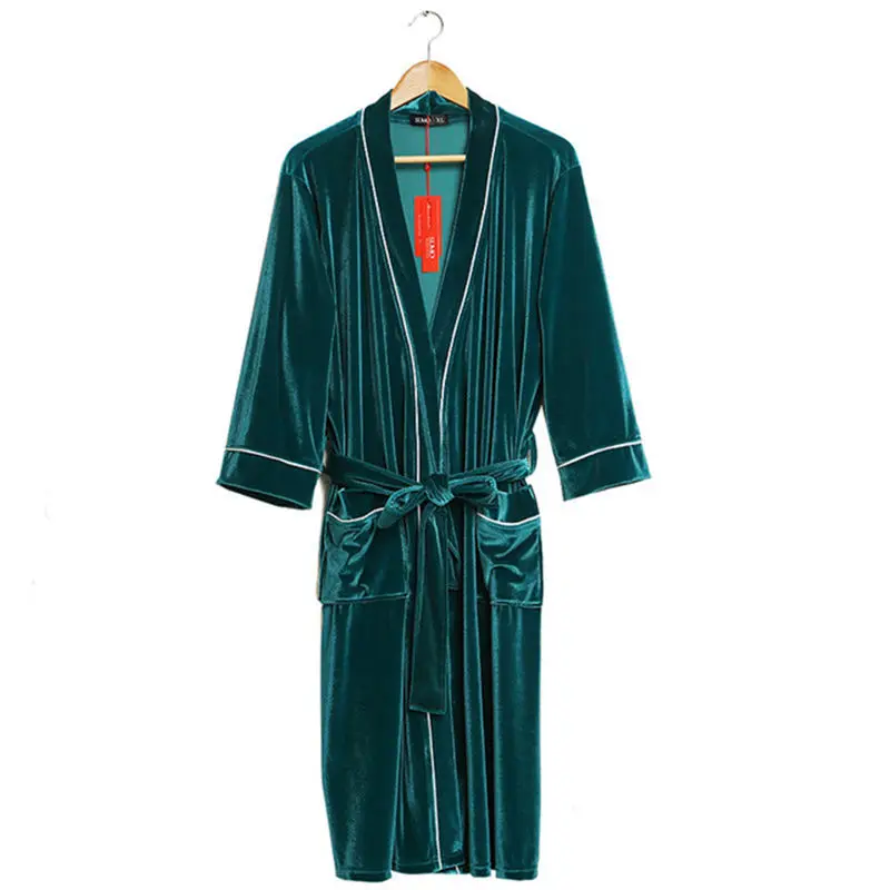 Autumn Sexy Nightgown Female Long Section Gold Velvet Cardigan Couple Bathrobe Men's Court V-neck Pajamas Homewear Dressing Gown Autumn Sexy Nightgown Female Long Section Gold Velvet Cardigan Couple Bathrobe Men's Court V-neck Pajamas Homewear Dressing Gown