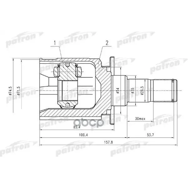 Шрус Внутренний Задний 25x35x29 Mitsubishi Outlander Cu 4wd 02-06 PATRON арт. PCV1526