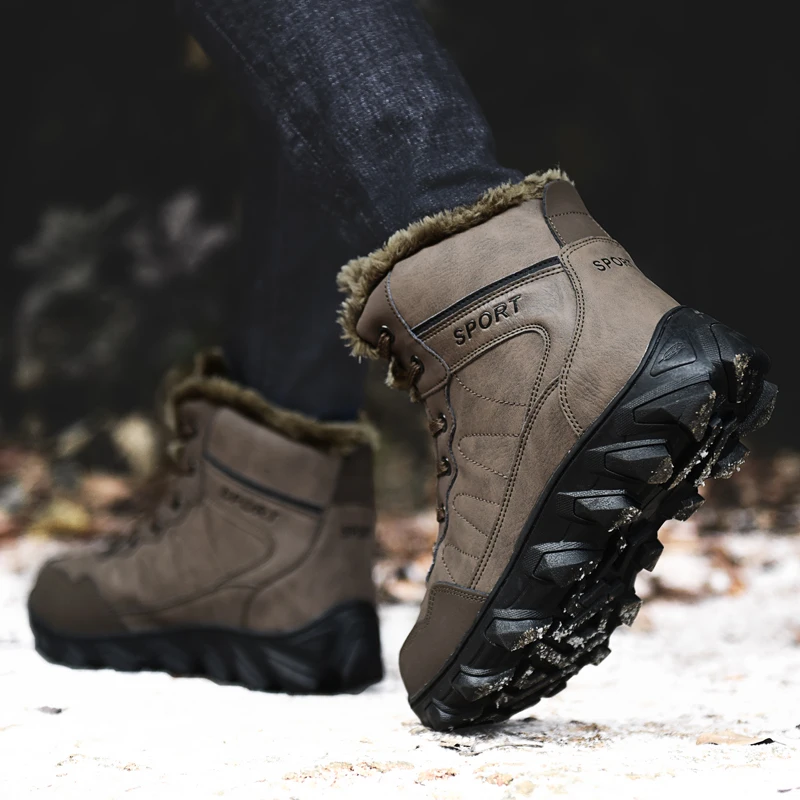 

Mring men's shoes winter shoes big cotton shoes plus velvet high to help thicken warm increase snow boots men's sports shoes