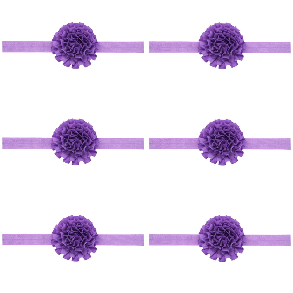 Light Purple-6 PCS 6 шт.; плиссированные Цветочные головные уборы для новорожденных; эластичная повязка на голову; Однотонные резинки для волос; HATWO1015 - Цвет: Light Purple-6 PCS