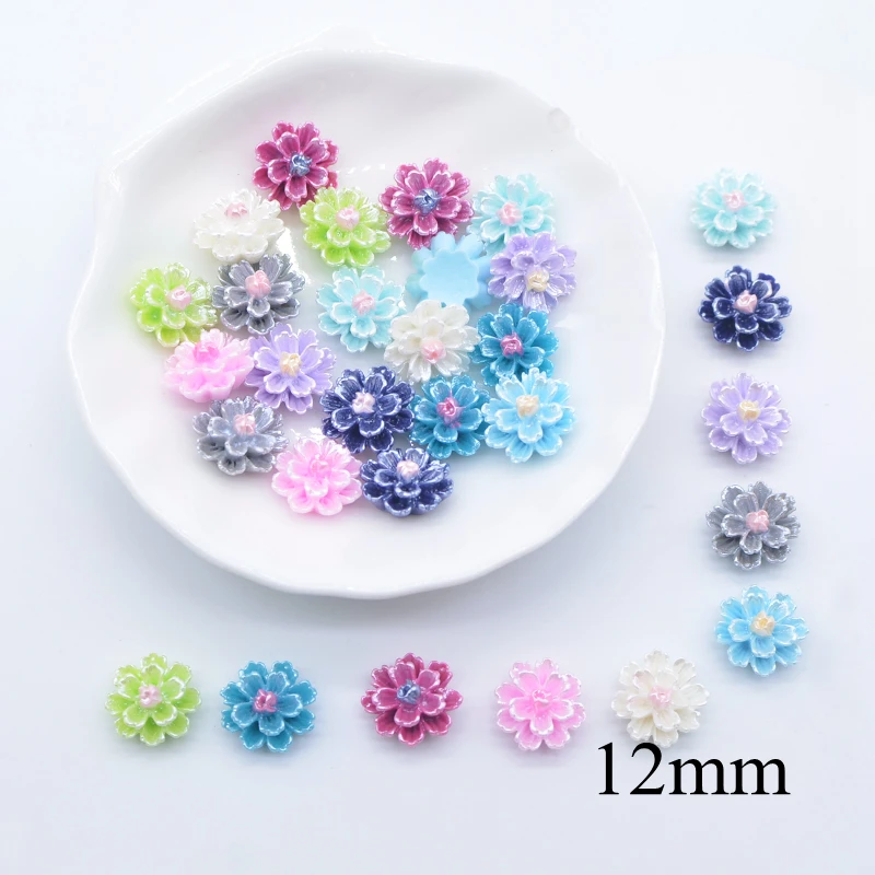 

50Pcs 12mm 3D Mini Flower Lotus Flatback Planar Resin Accessories DIY Craft Phone Patches Arts Material