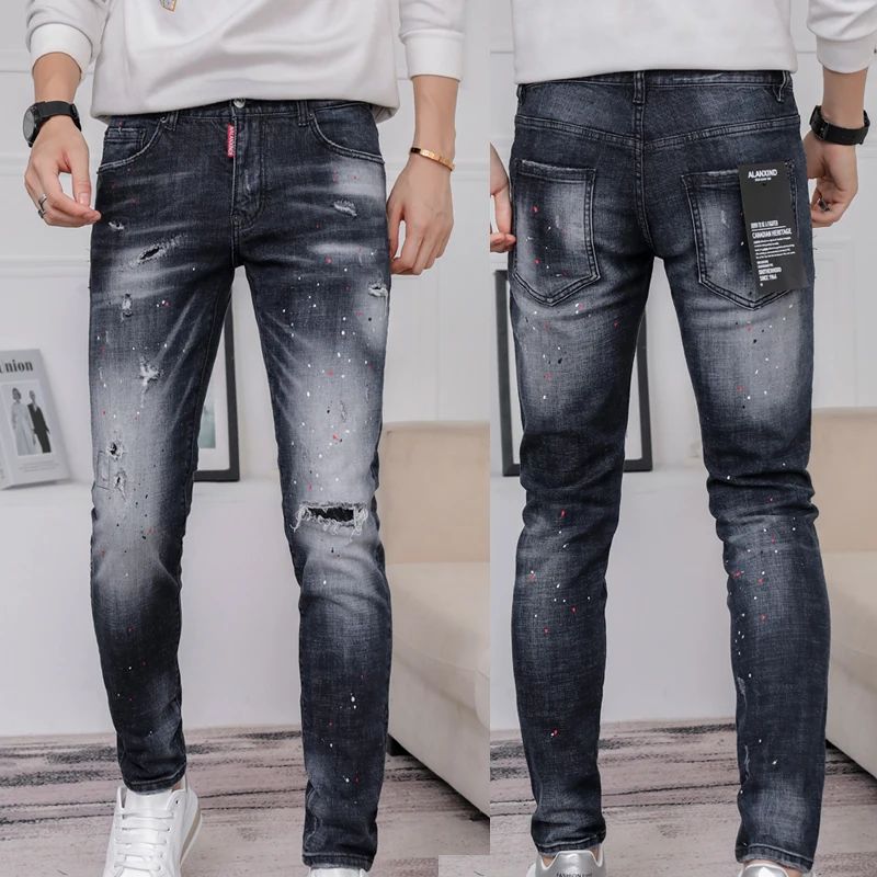Pantalones vaqueros de alta calidad para mujer, jeans de marca italiana D2, jeans elásticos, jeans ajustados, pantalones de mezclilla con cremallera