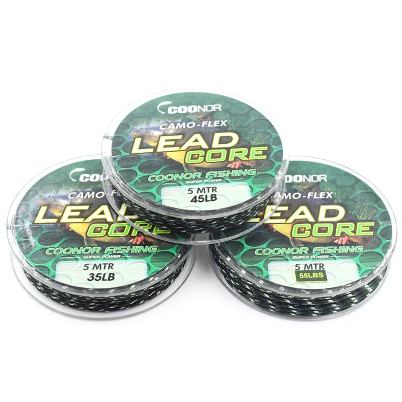 35lb 45lb 55lb 5m Fishing Line Leadcore Carp Braided Hair Rigs Hook Link Lead Core Tackle Accessories | Спорт и развлечения