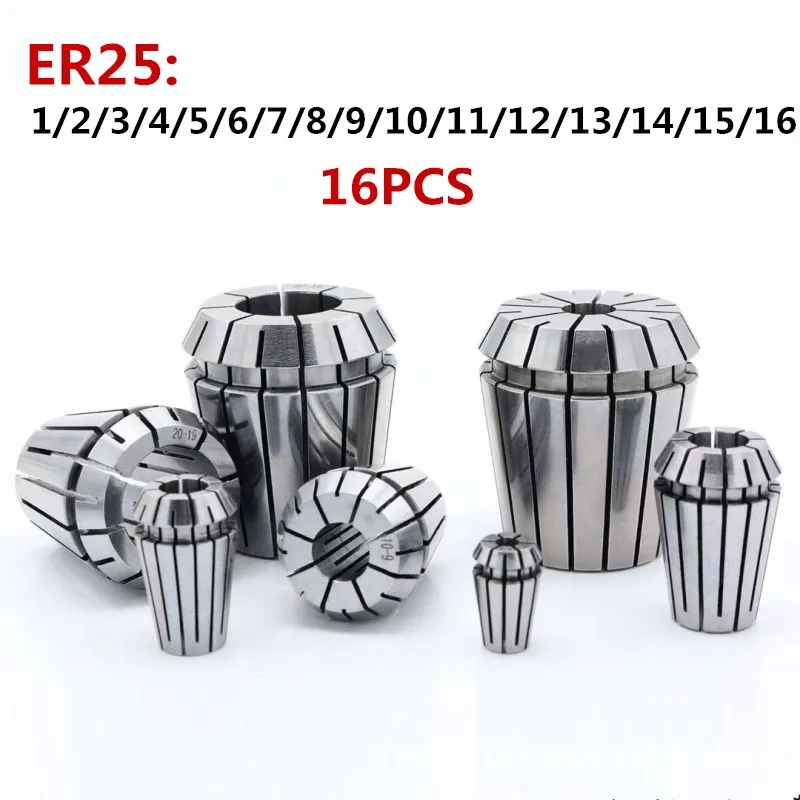 16 шт. ER25 Цанга 1 мм-16 мм Высокая точность 0,008 патрон эластичный Цанга CNC обрабатывающий центр гравировальный станок эластичный ER 25 Цанга