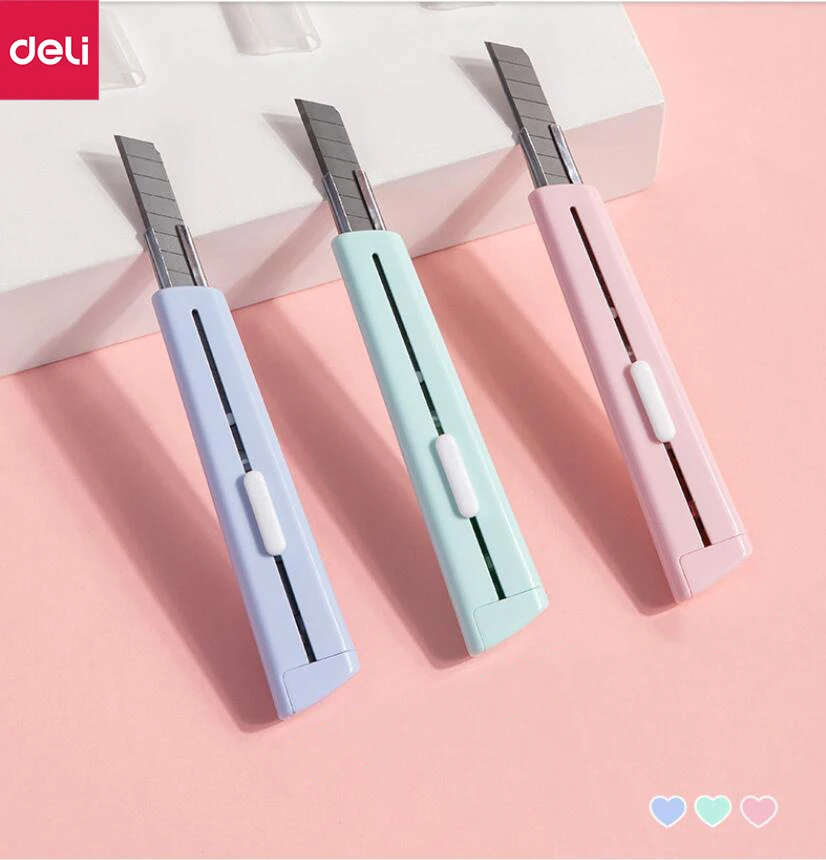 Deli-cuchillo de utilidad, cuchilla para arte, cortador de papel, papelería, utilidad, cuchilla para manualidades, cuchillo antideslizante de corte para estudiantes de oficina