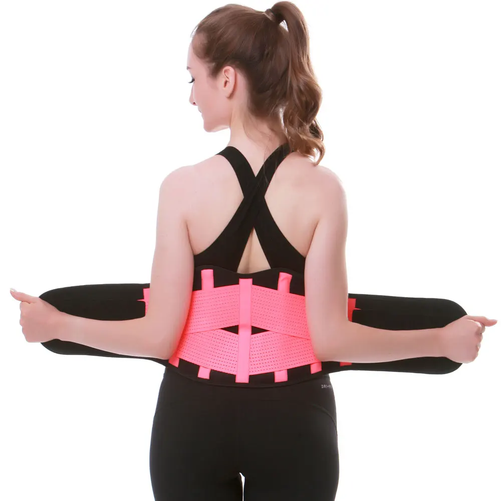 Adjustable Adult Back Support Straps Waist Support Belt Slimming Belt Back Waist Trimmer Belt Sports Waist Support Waist Trainer - Цвет: Light Pink