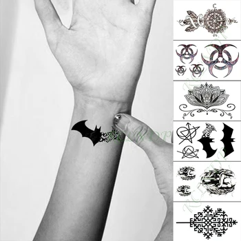 

Waterproof Temporary Tattoo Sticker Compass Feather Bat Tatto Flash Tatoo Fake Tattoos for Kid Men Women