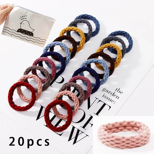 20pcs mix colors 3 10pcs/Set New Women Basic Crude Elastic Hair Bands Ponytail Holder Scrunchie Headband Rubber Bands Fashion Hair Accessories - Цвет: 20pcs mix colors 3