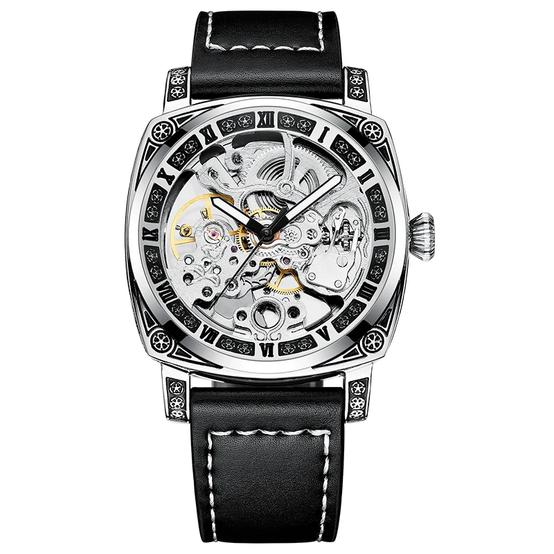 Binkada Genuine 2021 New Men's Fully Automatic Mechanical Watch Waterproof Hollow Tourbillon Business Men's Watch 