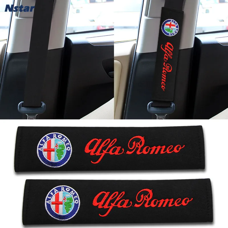 

Nstar 2pcs/pair Giulietta Styling Auto Shoulder Pad Cutton Car Seat Belt Cover For Alfa Romeo Giulia 4C Spider Steelvion 010