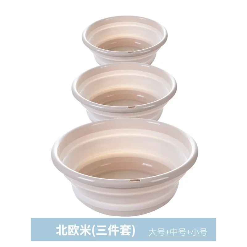 Beige 3pcs S M L 3 шт. творческий складной умывальник складные столы и стулья для ведро контейнер переносные, складные, силиконовые умывальник на открытом воздухе Инструменты для чистки - Цвет: Beige 3pcs S M L