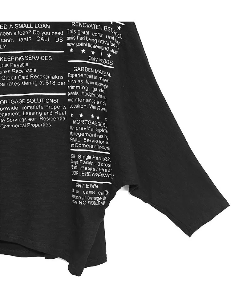 XITAO Letter Patchwork T Shirt Women Loose Fashion Personality All Match Batwing Sleeve 2020 New Autumn Tee Goddess Fan ZP3258