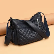 Женские сумки из натуральной кожи, мягкие кожаные сумки через плечо, женские сумки большой емкости, женские сумки Хобо, клетчатая сумка-мессенджер