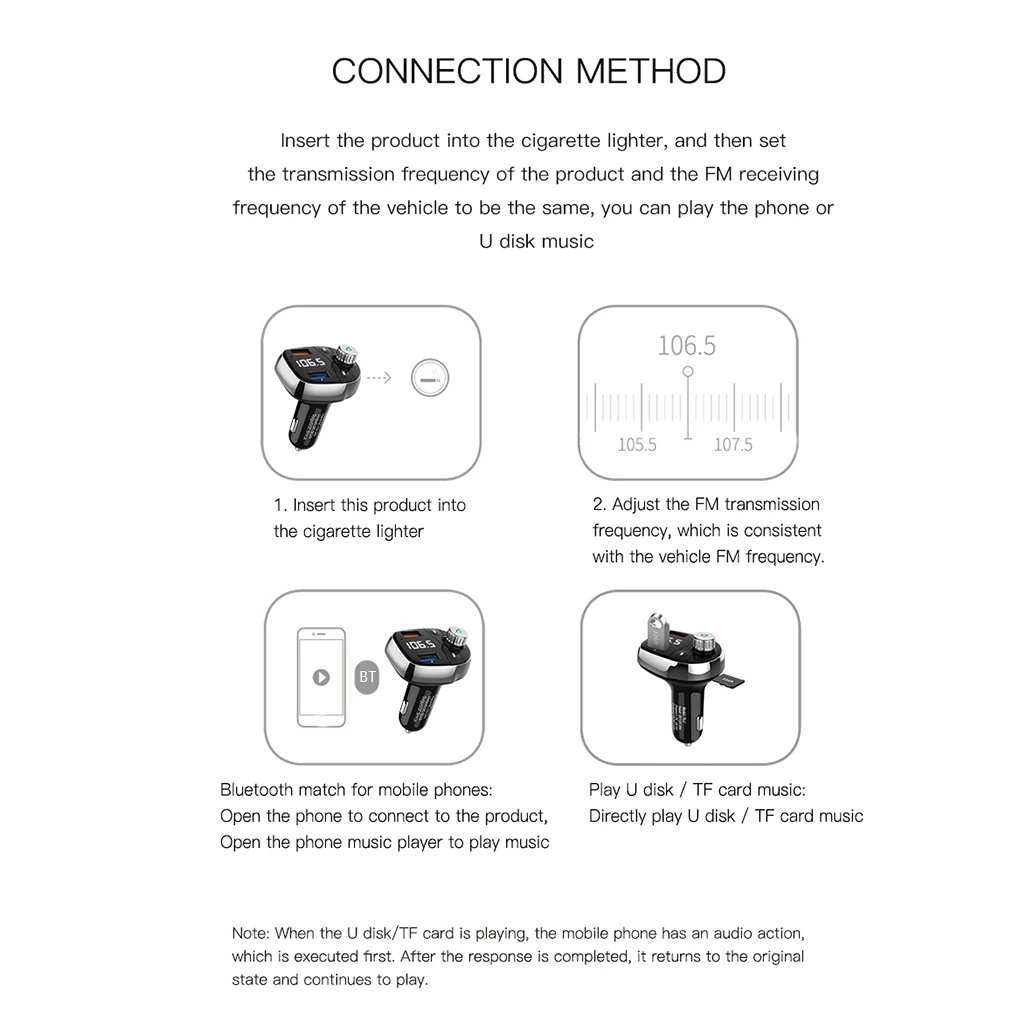 Автомобильный Bluetooth fm-передатчик беспроводной Bluetooth Handsfree автомобильный комплект MP3-плеер USB телефон быстрое зарядное устройство
