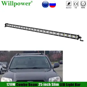 

SUV Car Roof 25" Slim Light Bar For Jeep 4x4 Truck UTV Tractor Pickup Offroad Lower Bumper Lightbar Single Row Driving Fog Lamp