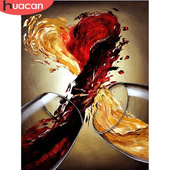 

HUACAN Diamond Painting Cross Stitch Red Wine Full Square Diamond Embroidery Sale Landscape Rhinestone Picture
