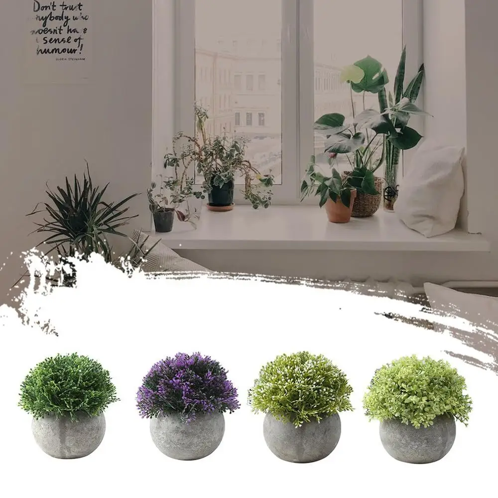 

Retro Potted Plant Bonsai Lucky Grass Fake Flower Fake Grass Decorative Ornaments Desktop Small Green Plant