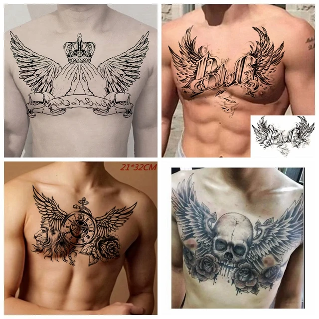 Devil Wings Skull Cross Tattoo Sticker Men and Women Back Chest Waterproof Flower Lion Body Art Fake Tattoo Cool Tattoo Sticker - AliExpress