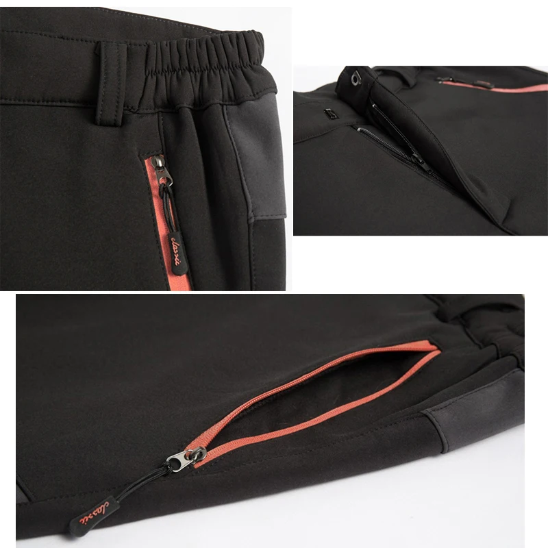 TRVLWEGO Keep Warm Winter Travel Pants Men Outdoor Camping&hiking Pants Soft Shell Waterproof Fleece Windproof Skiing Trousers