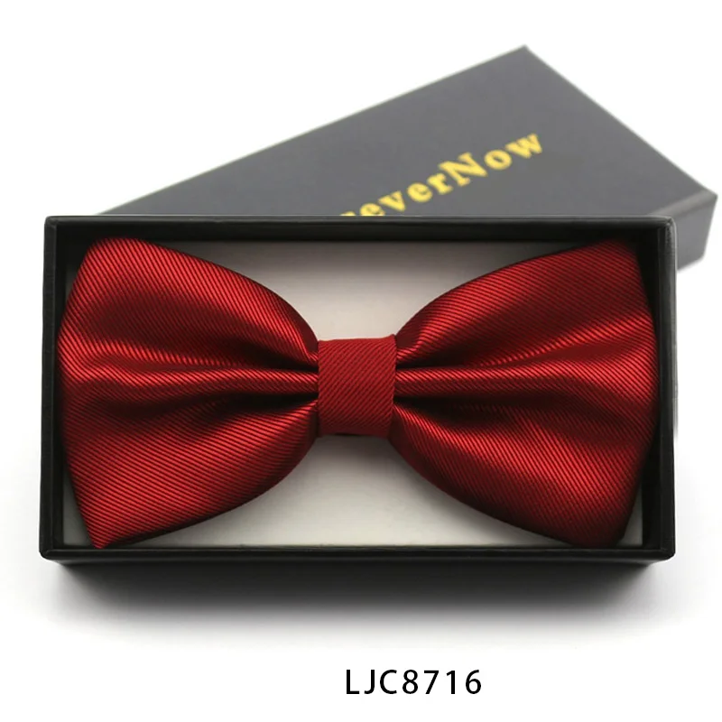 LJC8716 Новая мода Для мужчин с бантом Галстуки Для Свадьба Двойная Ткань однотонный галстук-бабочка клуб Формальные банкетный галстук-бабочка с подарочной коробкой - Цвет: LJC8716