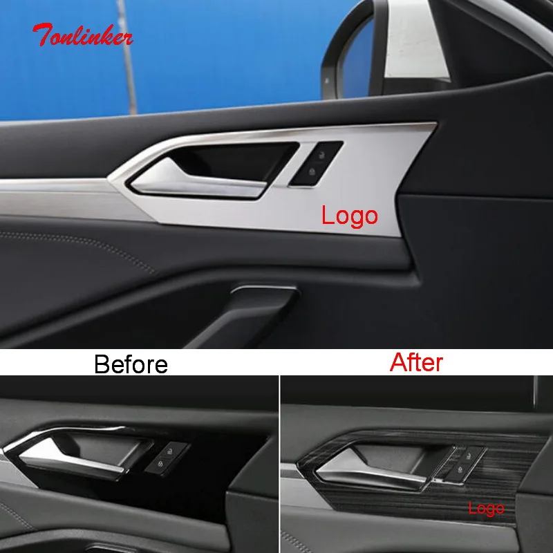 

Tonlinker Interior Door Handle/Bowl Cover Case Stickers for Volkswagen Jetta MK7 2019-20 Car Styling 4 PCS Metal Cover Stickers