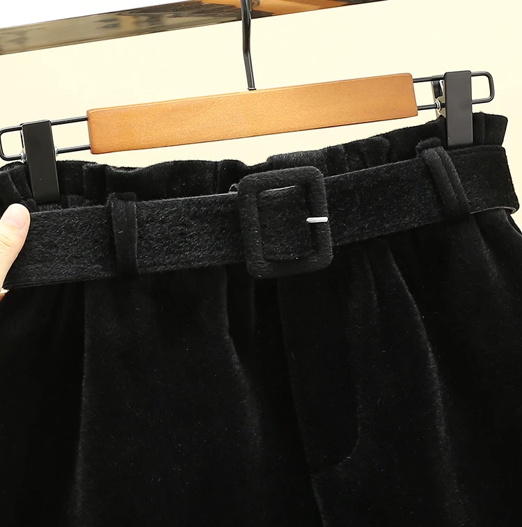 Женские шорты зимние с высокой эластичной талией широкие ноги попой брюки с поясом повседневные Мини Брюки