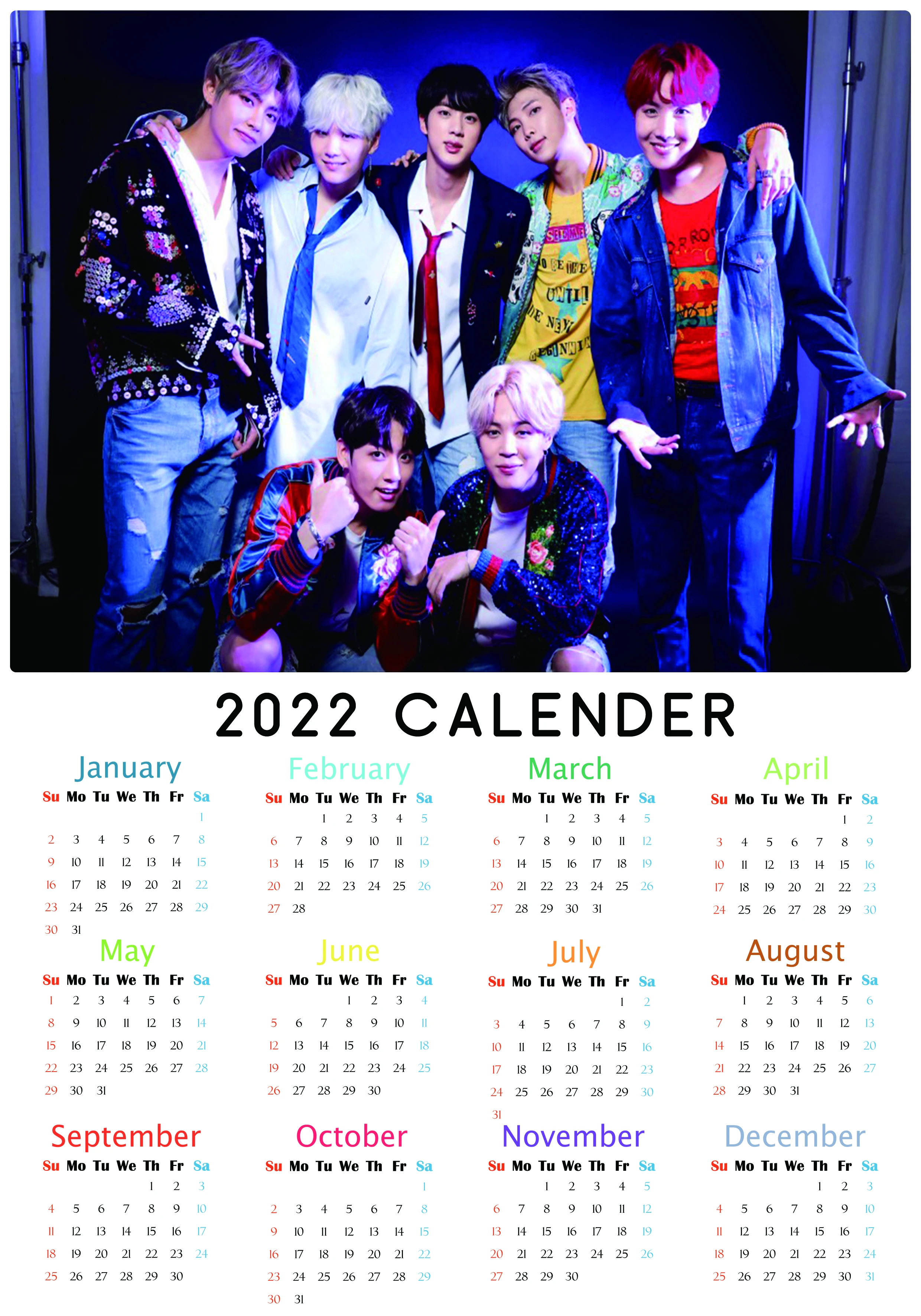 new 2022 calendar poster south korean boy band bts poster modern style movie tv star wall art kawaii room decor canvas poster painting calligraphy aliexpress