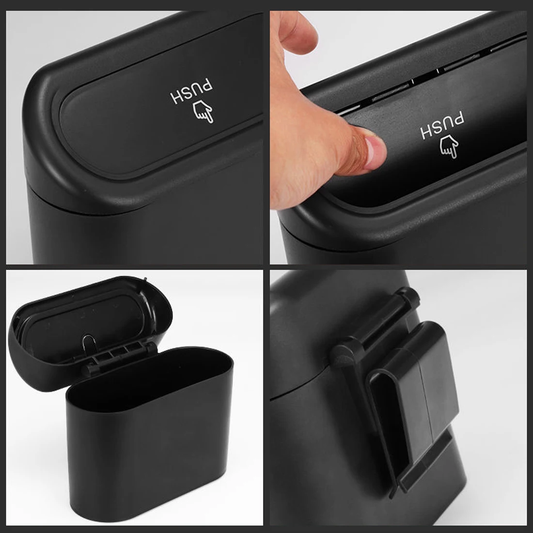 Diamond Crystal Car Trash Can Bin with Lid Leakproof Mini Vehicle Trash Bin Glitter Garbage Dustbin Organizer Container Bag