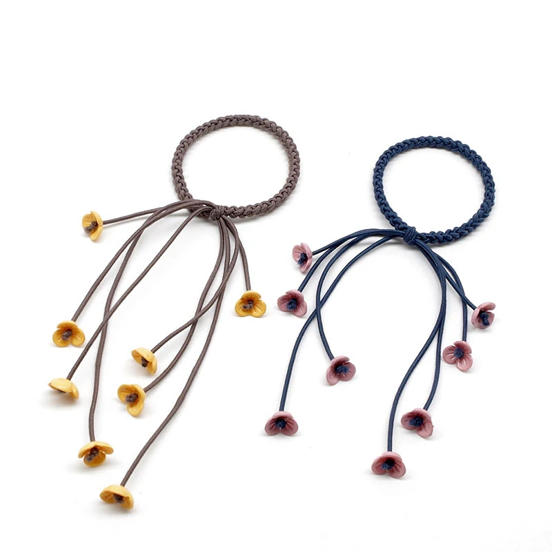 Tassel Braid Headband Elastic Baby Headbands Flower Sweet Elegant Newborn Baby Hair Rope For Girls Ribbon Hair Accessories