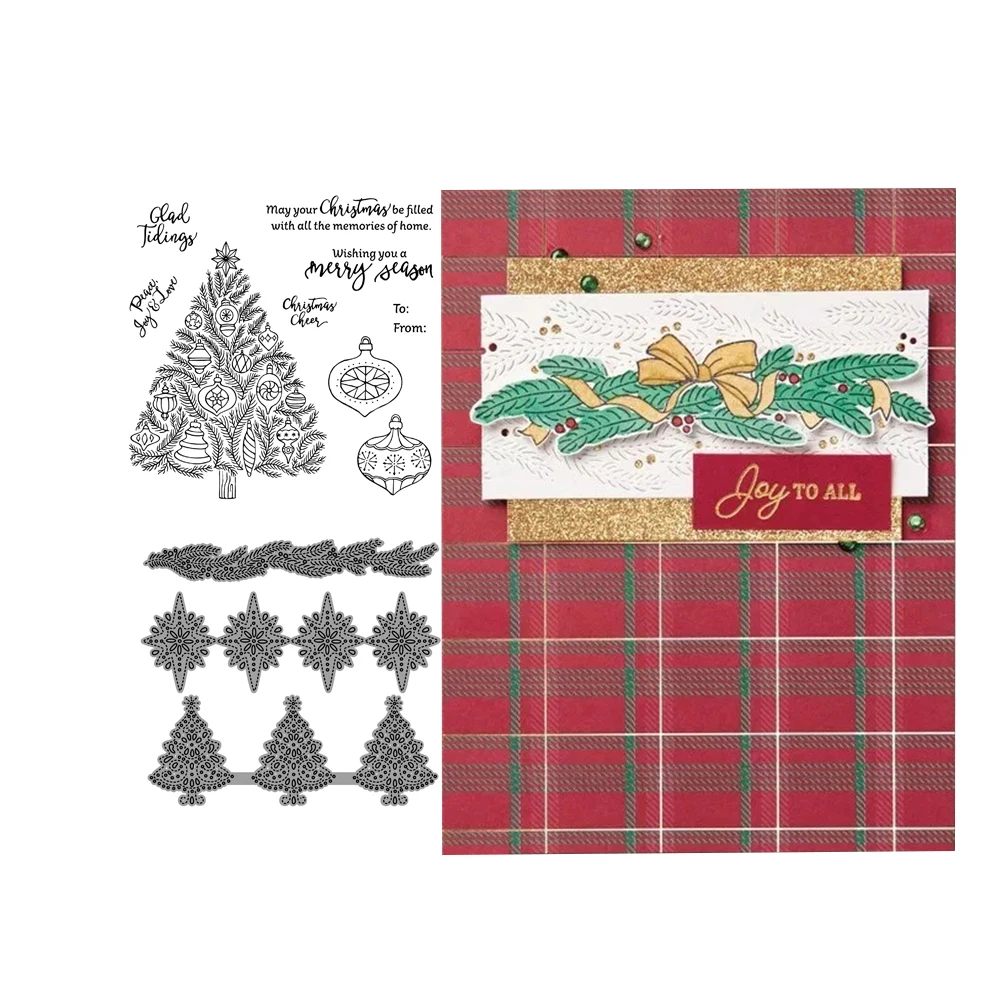 

JCarter Rubber Stamps and Metal Cutting Dies for Scrapbook Merry Christmas Tree 2019 Craft Stencil Card Make Album Sheet Decor
